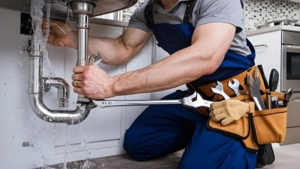 Technician using electronic equipment to detect a plumbing leak in Lebanon